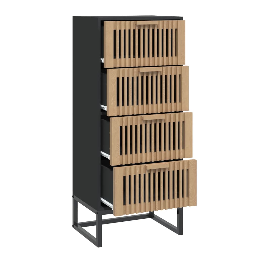 Highboard svart 40x30x95 cm konstruert tre