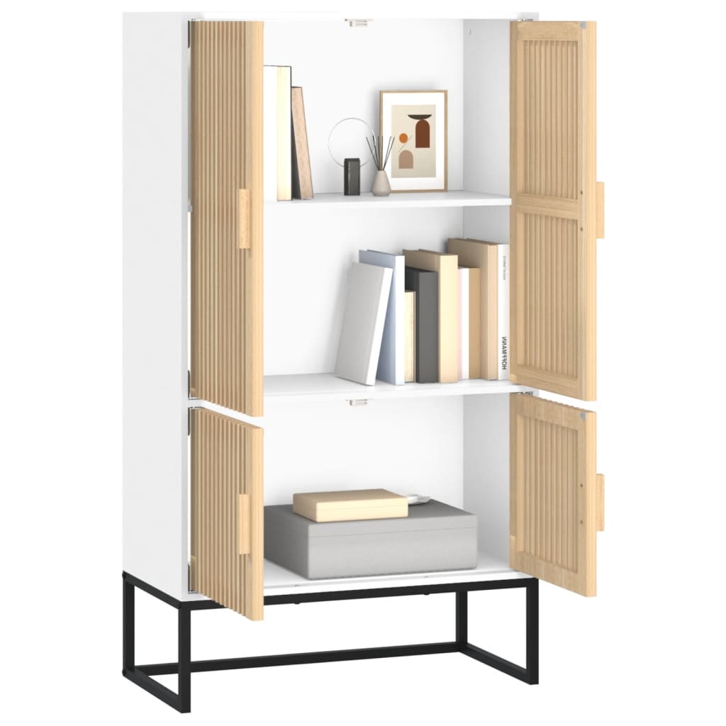 Highboard hvit 70x35x125 cm konstruert tre