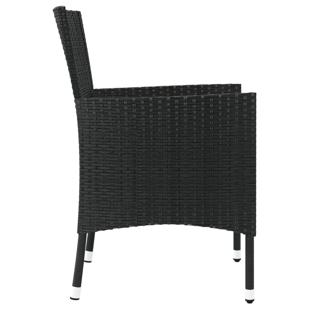 Hagestoler med puter 2 stk svart polyrotting (kun Storbritannia/IE/FI/NO)