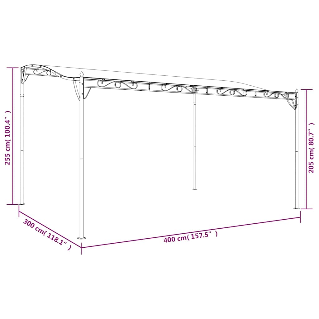 Baldakin kremhvit 4x3 m 180 g/m² stoff og stål