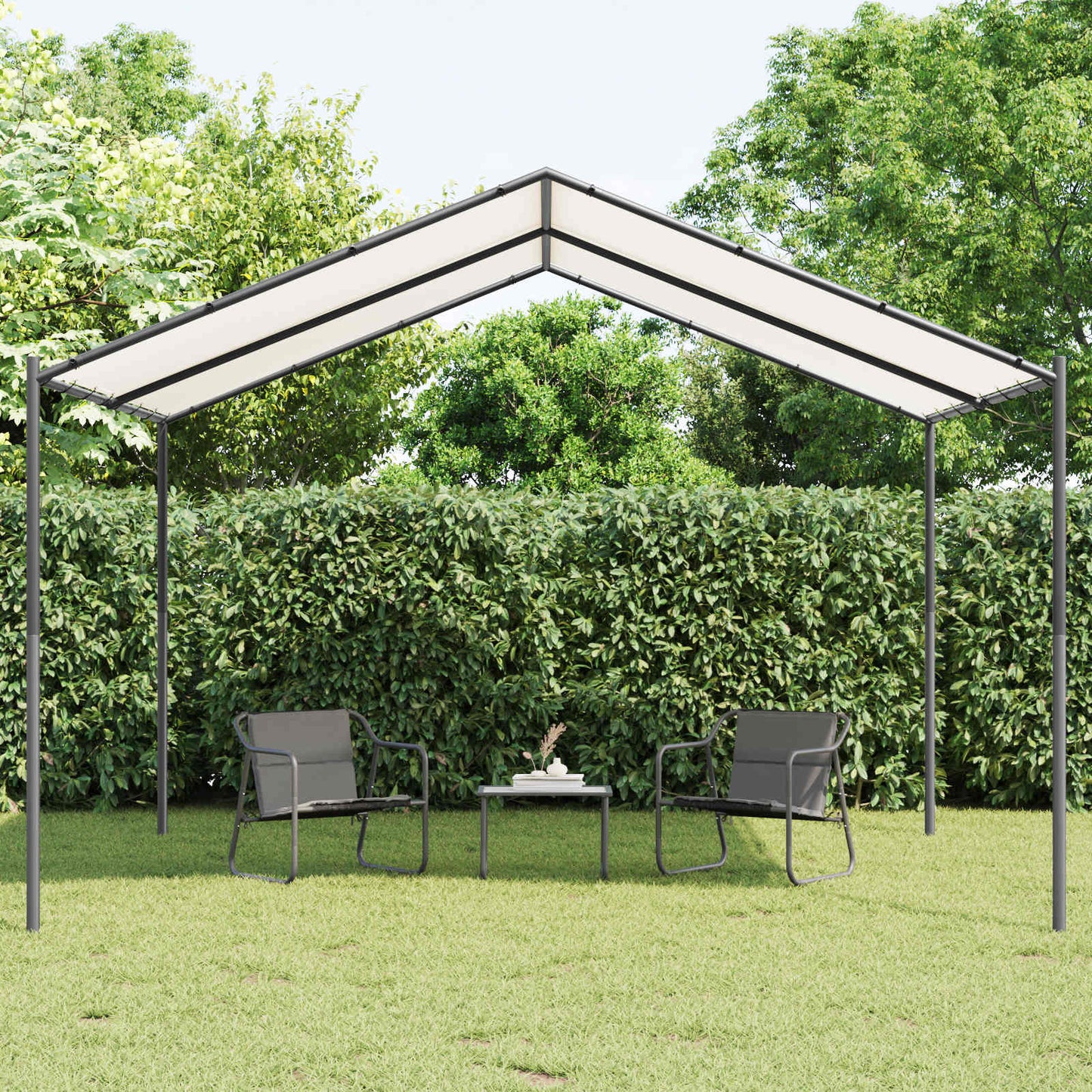 Paviljong 4 x 4 x 2,6 m Hvit Stål og Polyester 180 gsm