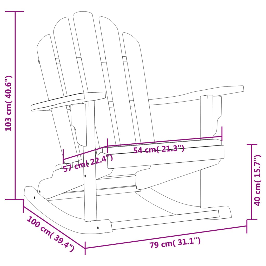 Adirondack gyngestoler 2 stk 79x100x103 cm heltre teak