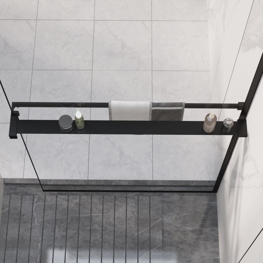 Dusjhylle for dusjvegg svart 90 cm aluminium vidaXL