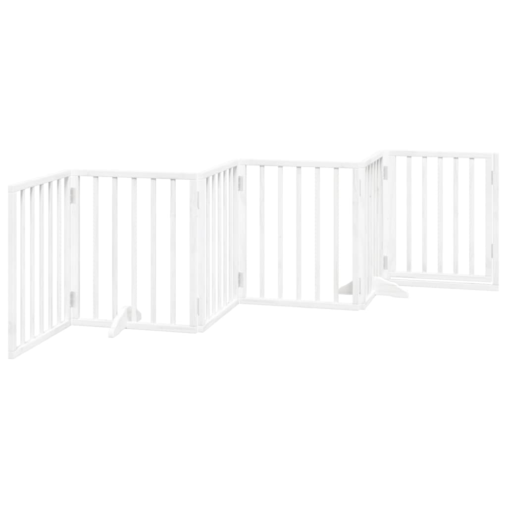 Hundeport sammenleggbar 6 paneler hvit 300 cm poppeltre