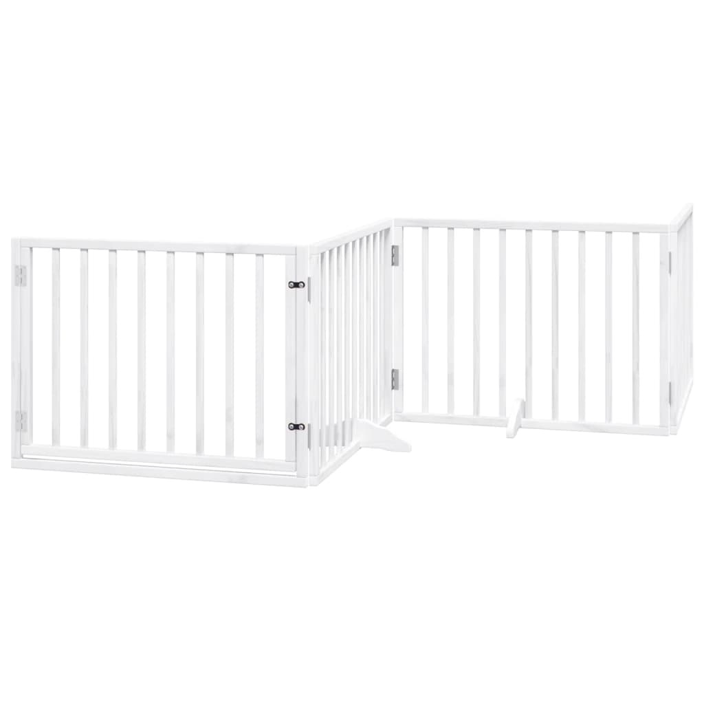 Hundeport sammenleggbar 4 paneler hvit 320 cm poppeltre