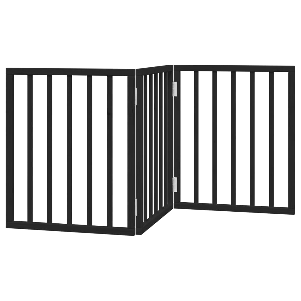 Hundeport sammenleggbar 3 paneler svart 150 cm poppeltre