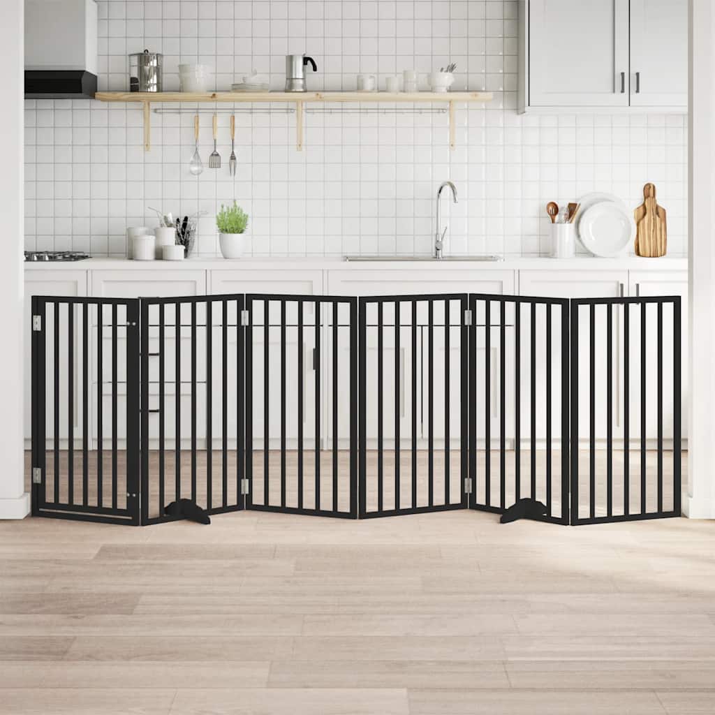 Hundeport sammenleggbar 6 paneler svart 300 cm poppeltre
