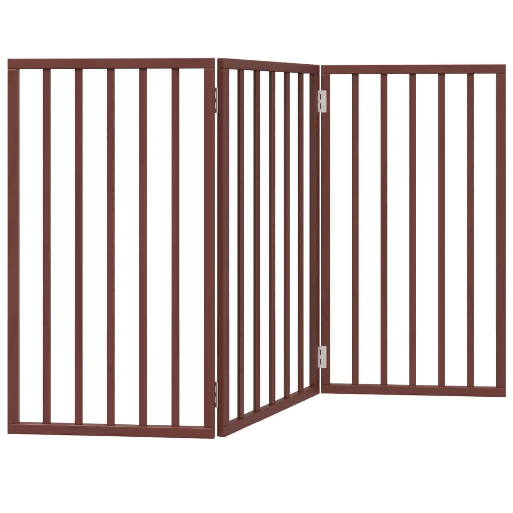 Hundeport sammenleggbar 3 paneler brun 150 cm poppeltre