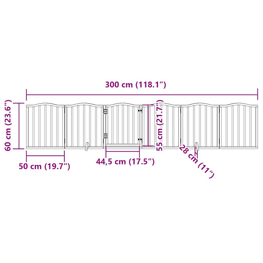 Hundeport sammenleggbar 6 paneler 300 cm poppeltre