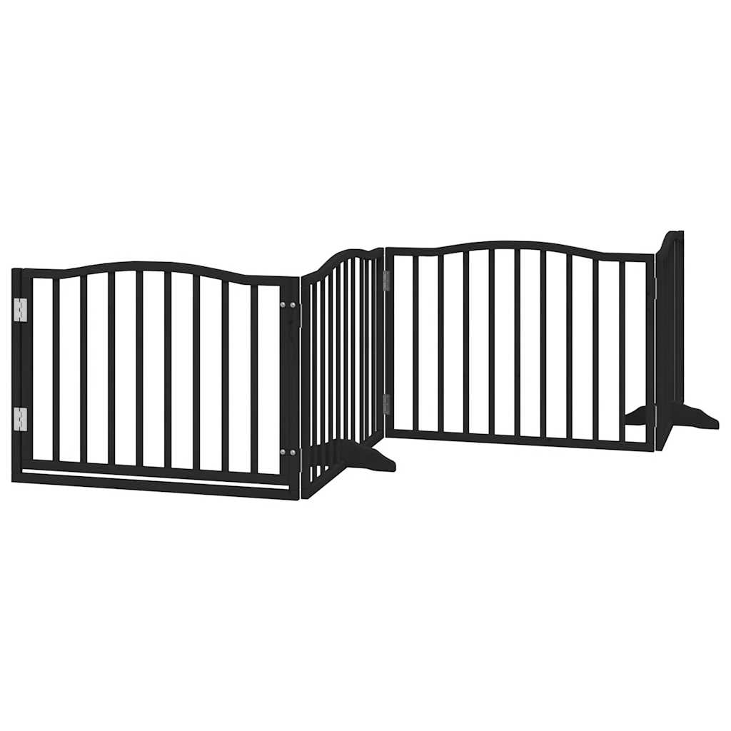 Hundegrind med dør sammenleggbar 4 paneler svart 320 cm poppeltre