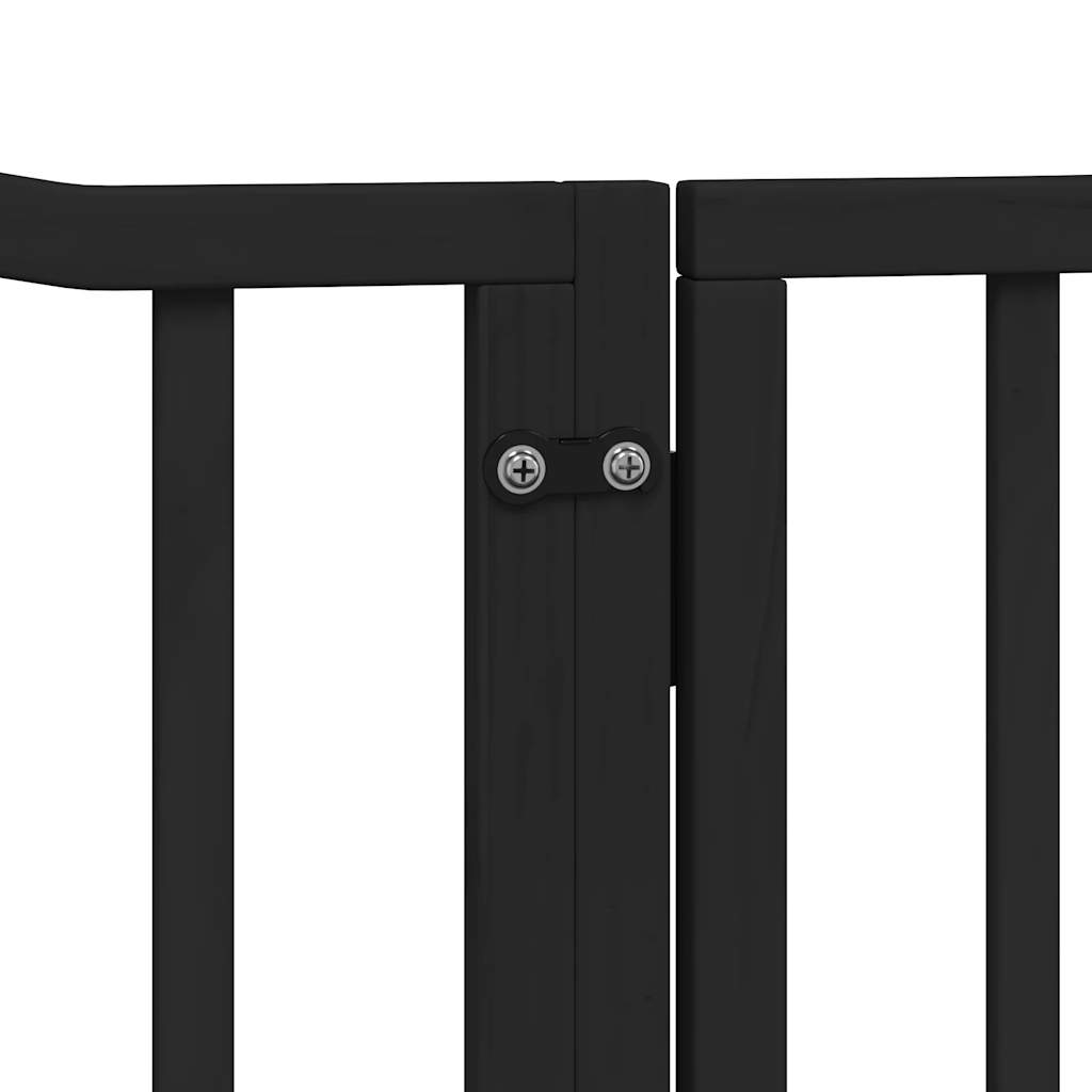 Hundegrind med dør sammenleggbar 4 paneler svart 320 cm poppeltre