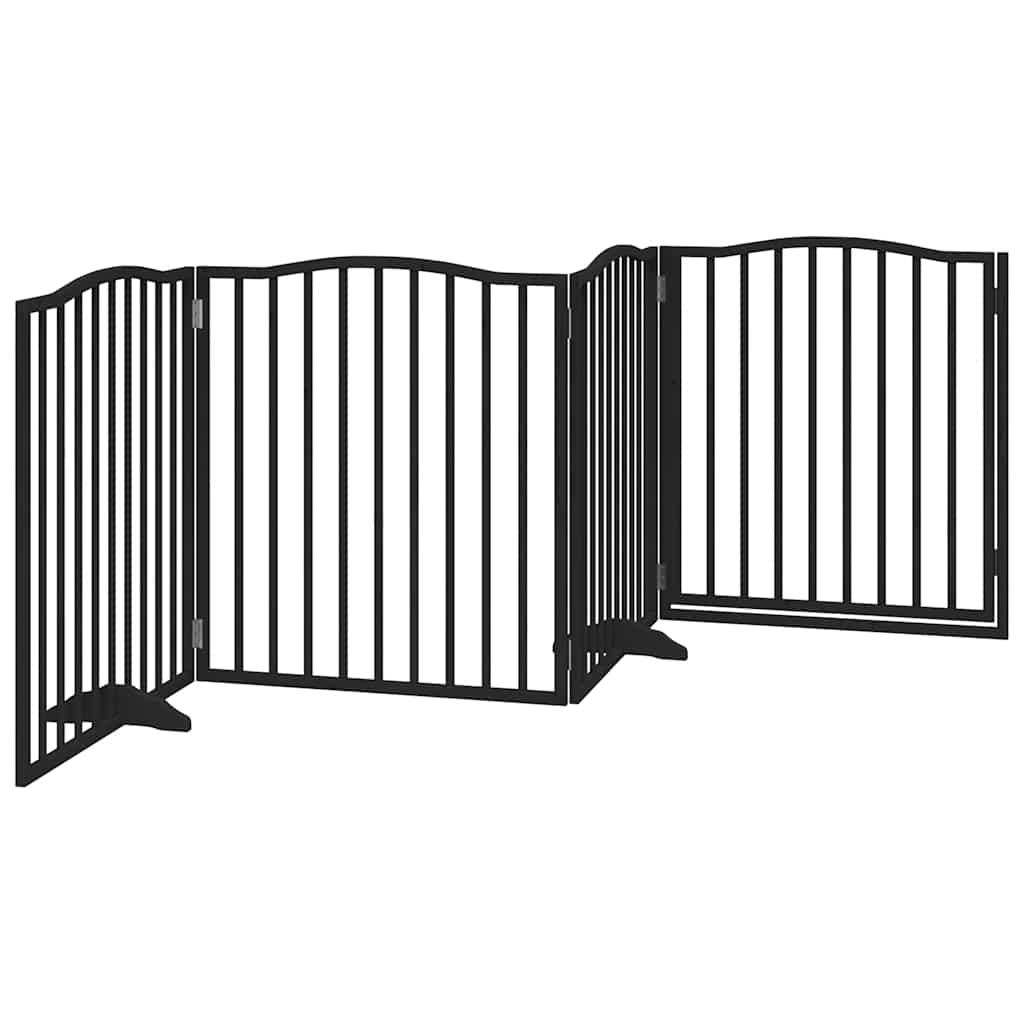 Hundeport sammenleggbar 4 paneler svart 320 cm poppeltre