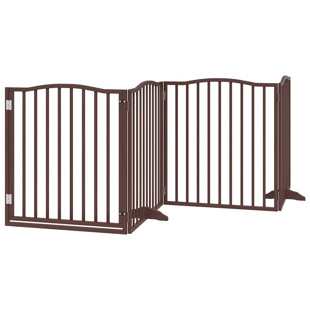 Hundeport sammenleggbar 4 paneler brun eik 320 cm poppeltre