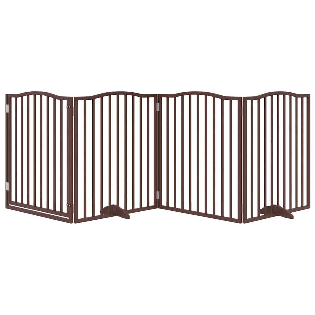 Hundeport sammenleggbar 4 paneler brun eik 320 cm poppeltre