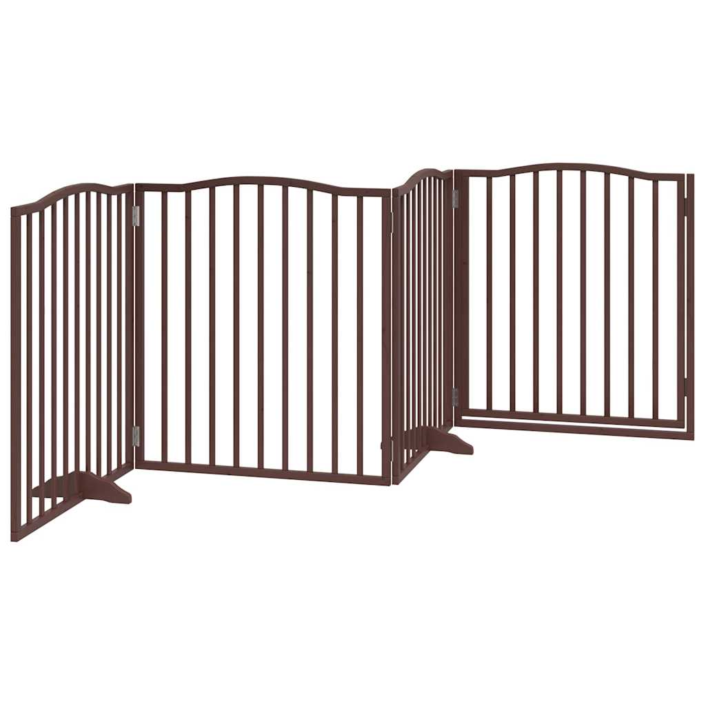 Hundeport sammenleggbar 4 paneler brun eik 320 cm poppeltre