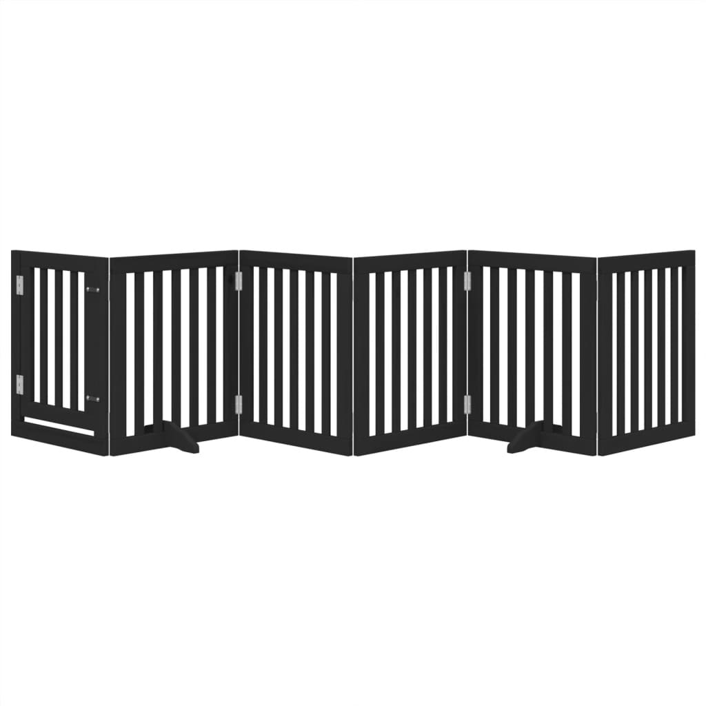 Hundeport sammenleggbar 6 paneler svart 300 cm poppeltre