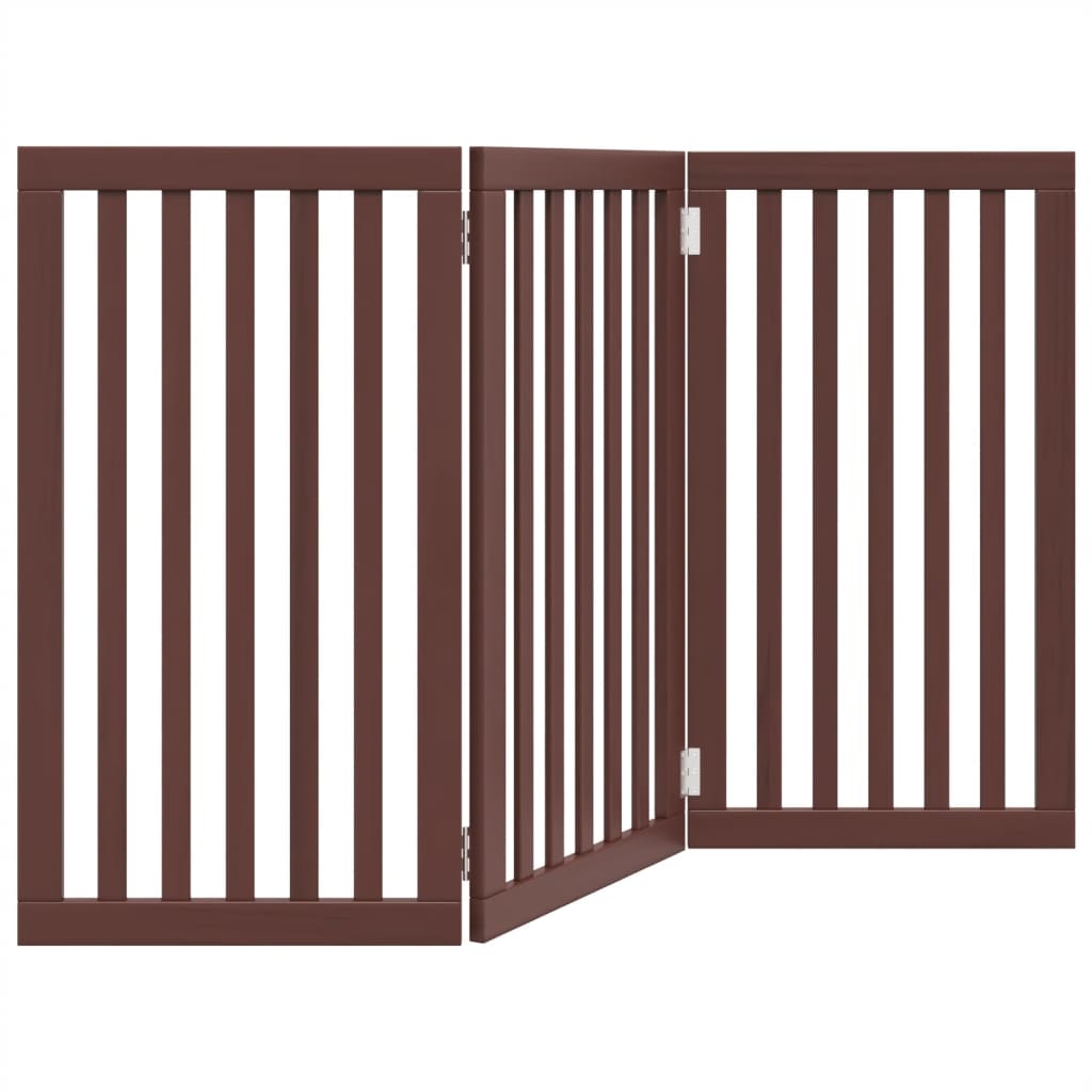 Hundeport sammenleggbar 3 paneler brun 150 cm poppeltre