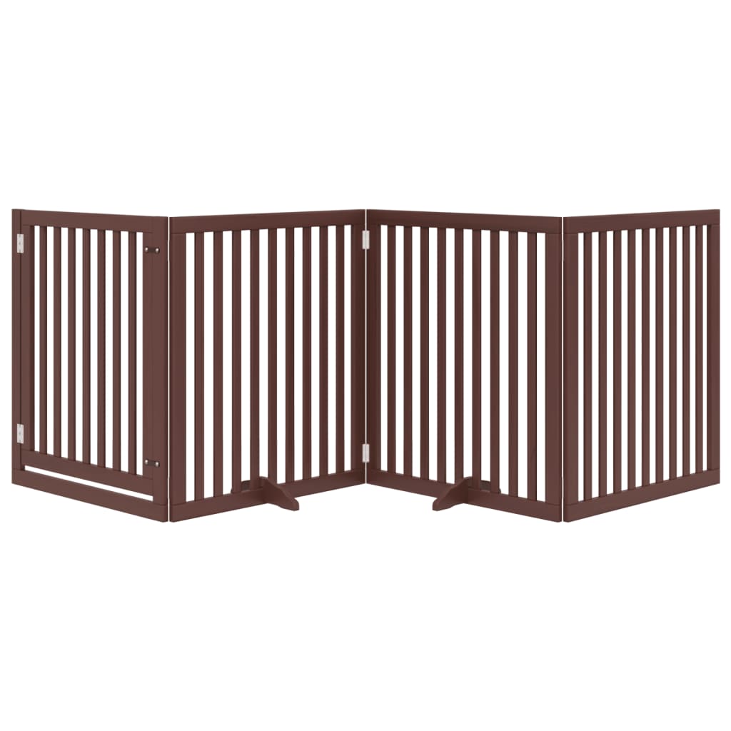 Hundeport sammenleggbar 4 paneler brun 320 cm poppeltre