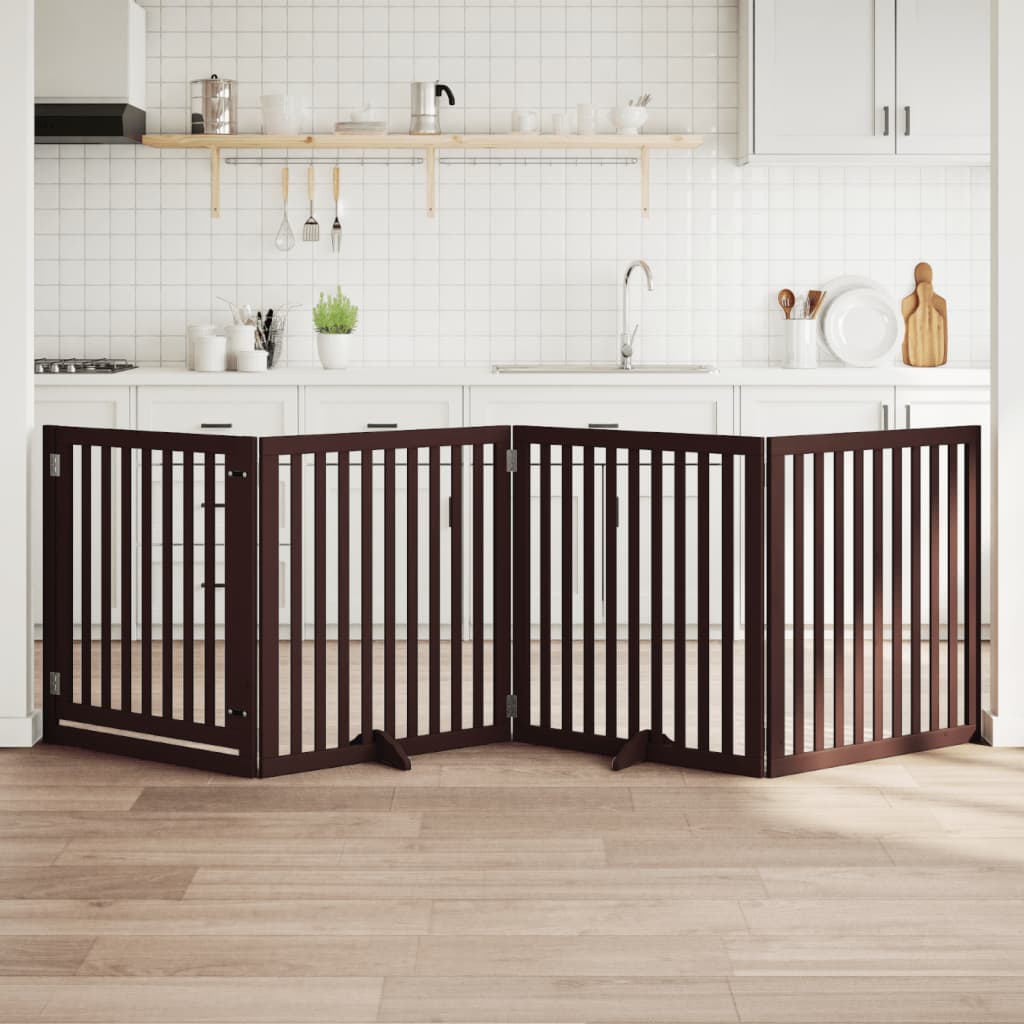 Hundeport sammenleggbar 4 paneler brun 320 cm poppeltre