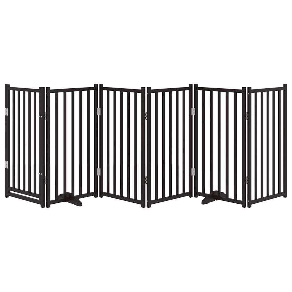 Hundeport dør sammenleggbar 6 paneler svart 300 cm heltre gran