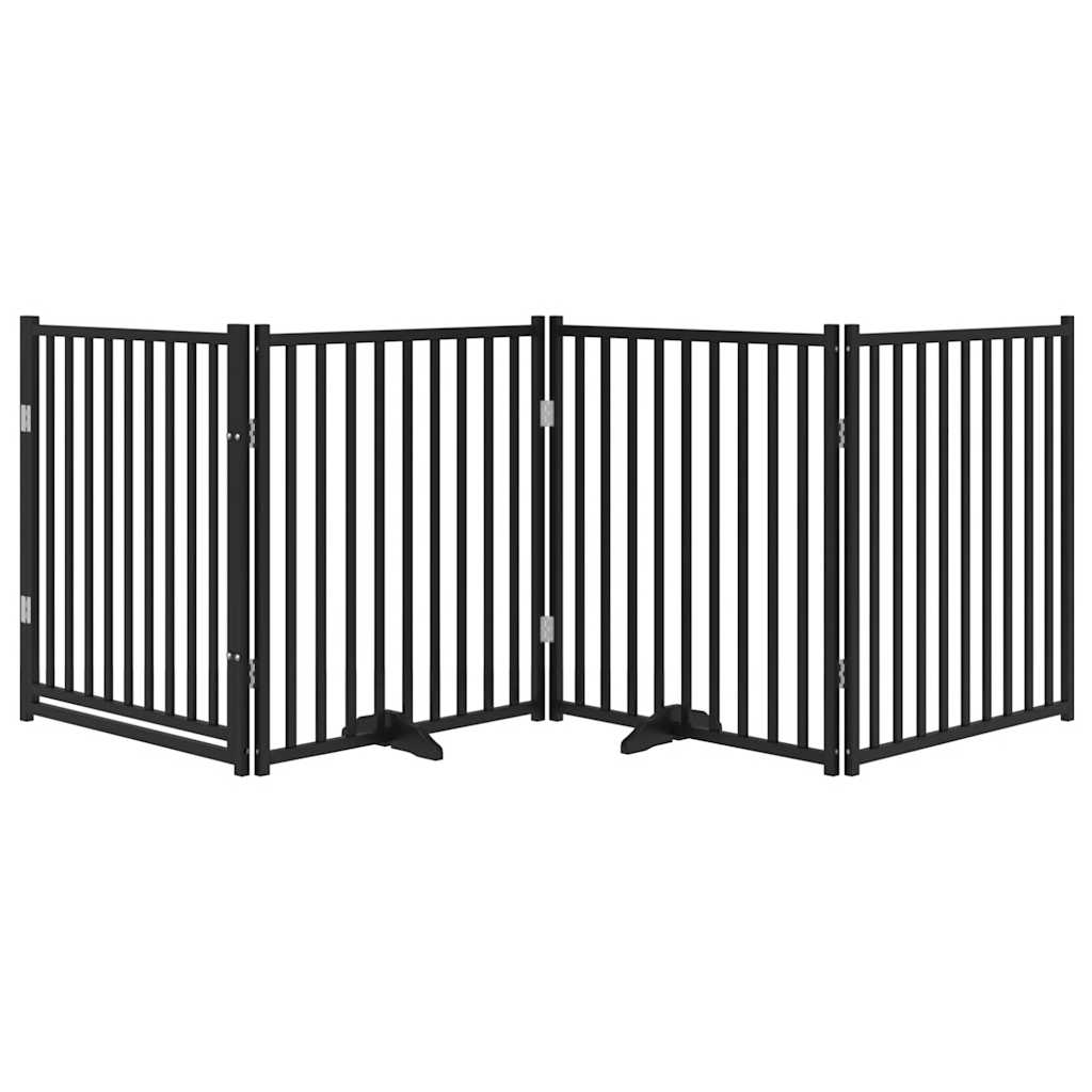 Hundeport dør sammenleggbar 4 paneler svart 320 cm heltre gran