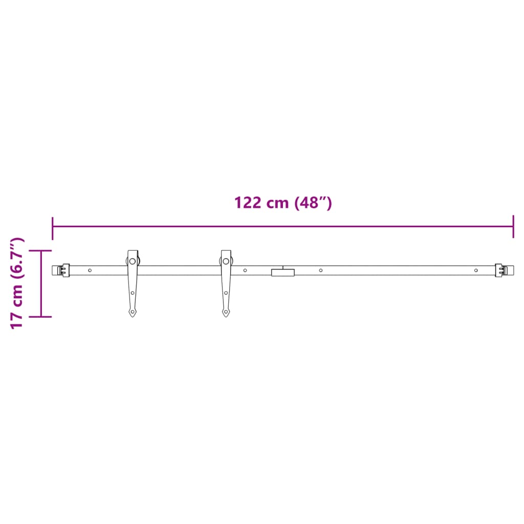 Mini skyvedørsett for skap svart 122 cm karbonstål
