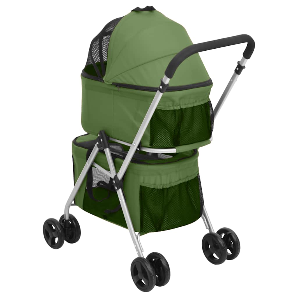 Hundevogn 2-lags sammenleggbar grønn 83x48x97 cm oxford-stoff vidaXL