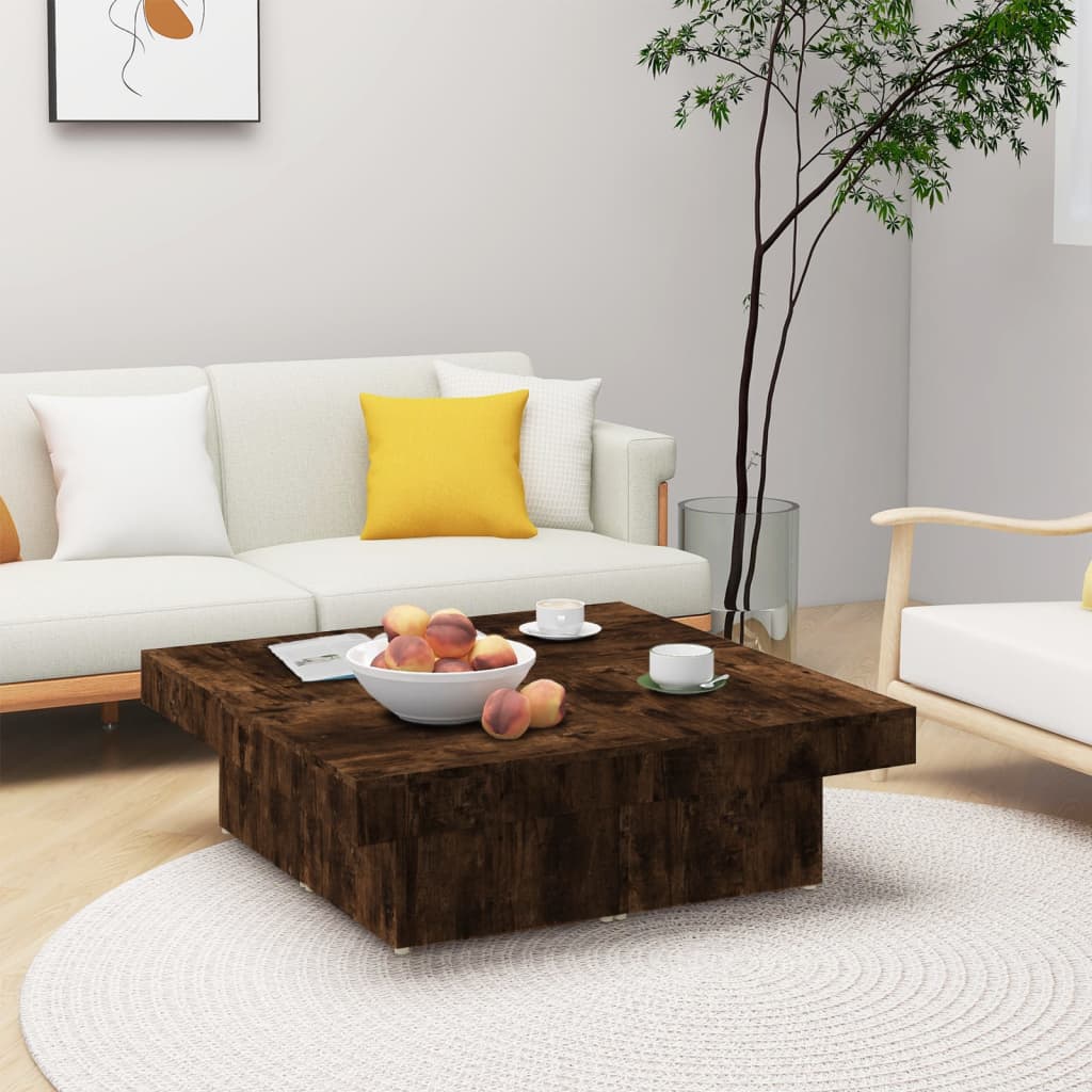 Salongbord røkt eik 90x90x28 cm konstruert tre