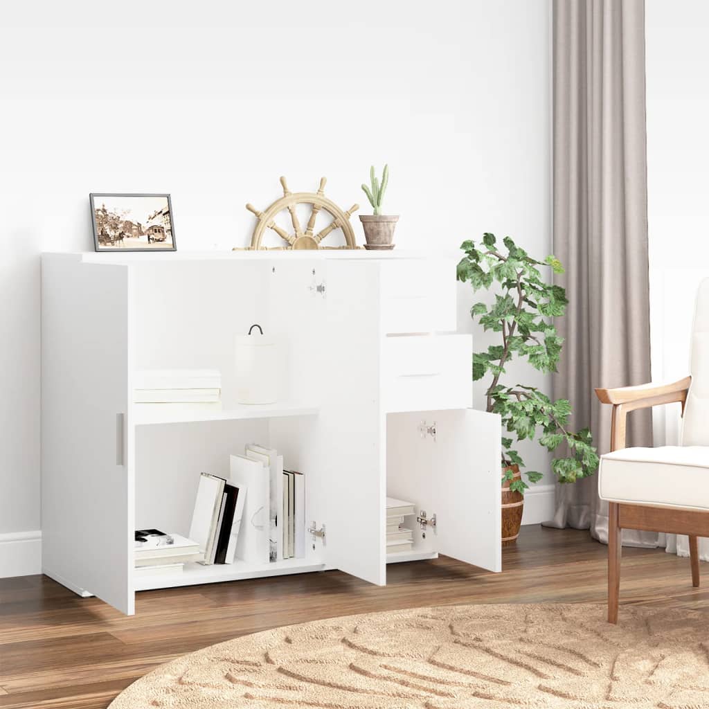 Skjenk hvit 91x29,5x75 cm konstruert tre