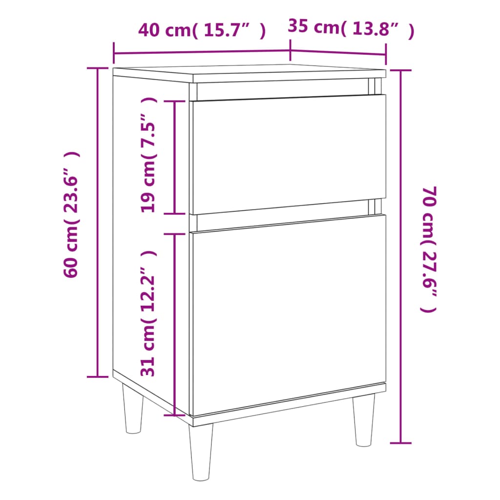Nattbord 2 stk sonoma eik 40x35x70 cm