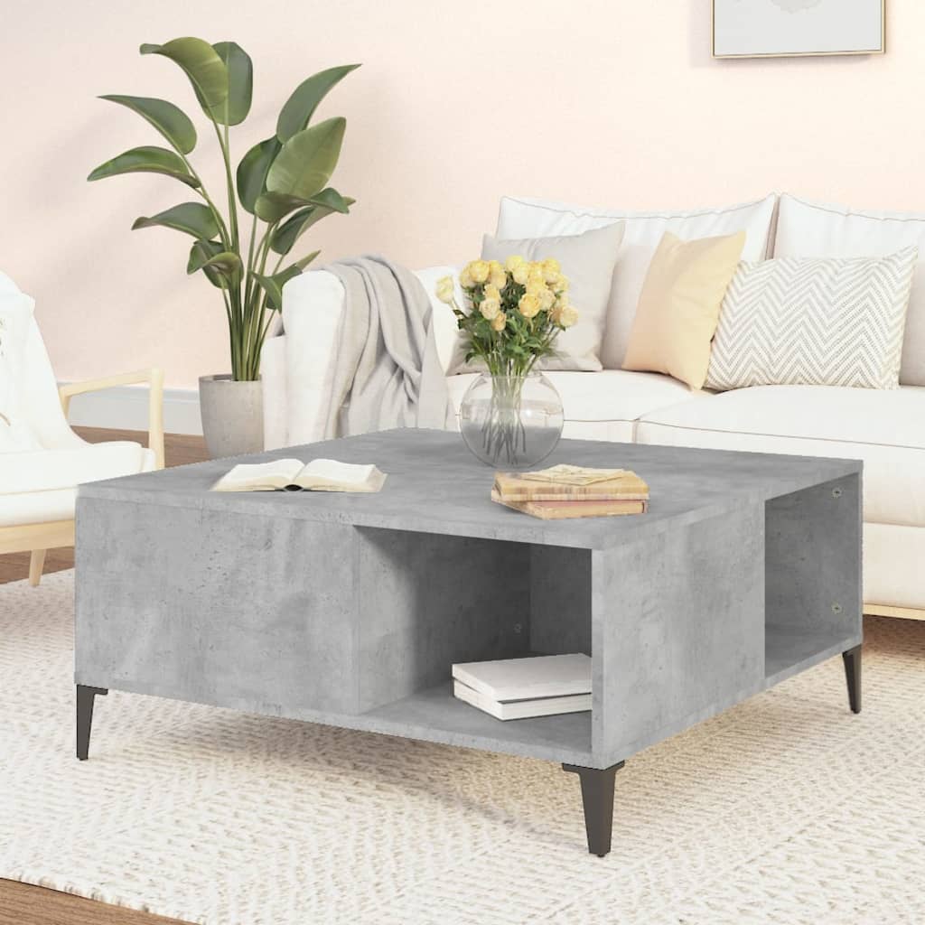 Salongbord betonggrå 80x80x36,5 cm konstruert tre