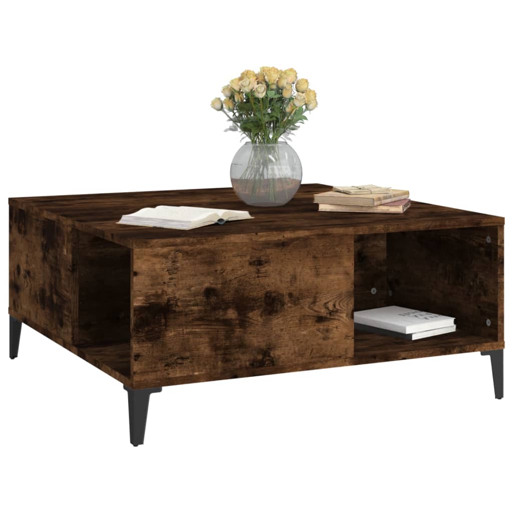 Salongbord røkt eik 80x80x36,5 cm konstruert tre