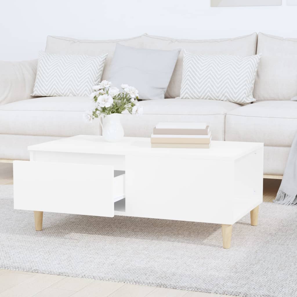 Salongbord hvit 90x50x36,5 cm konstruert tre