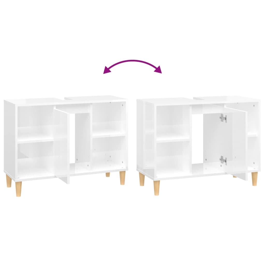Servantskap høyglans hvit 80x33x60 cm konstruert tre