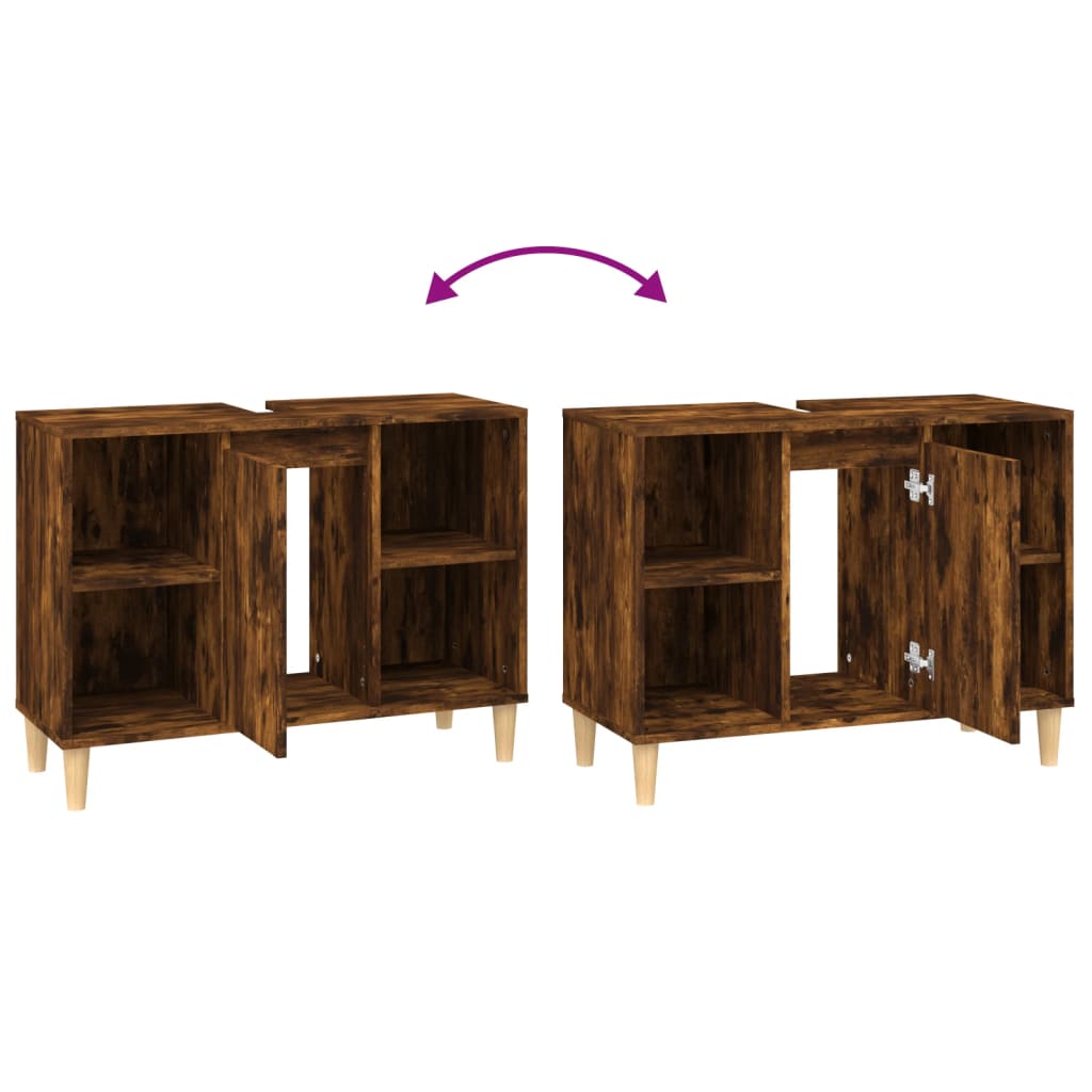 Servantskap røkt eik 80x33x60 cm konstruert tre