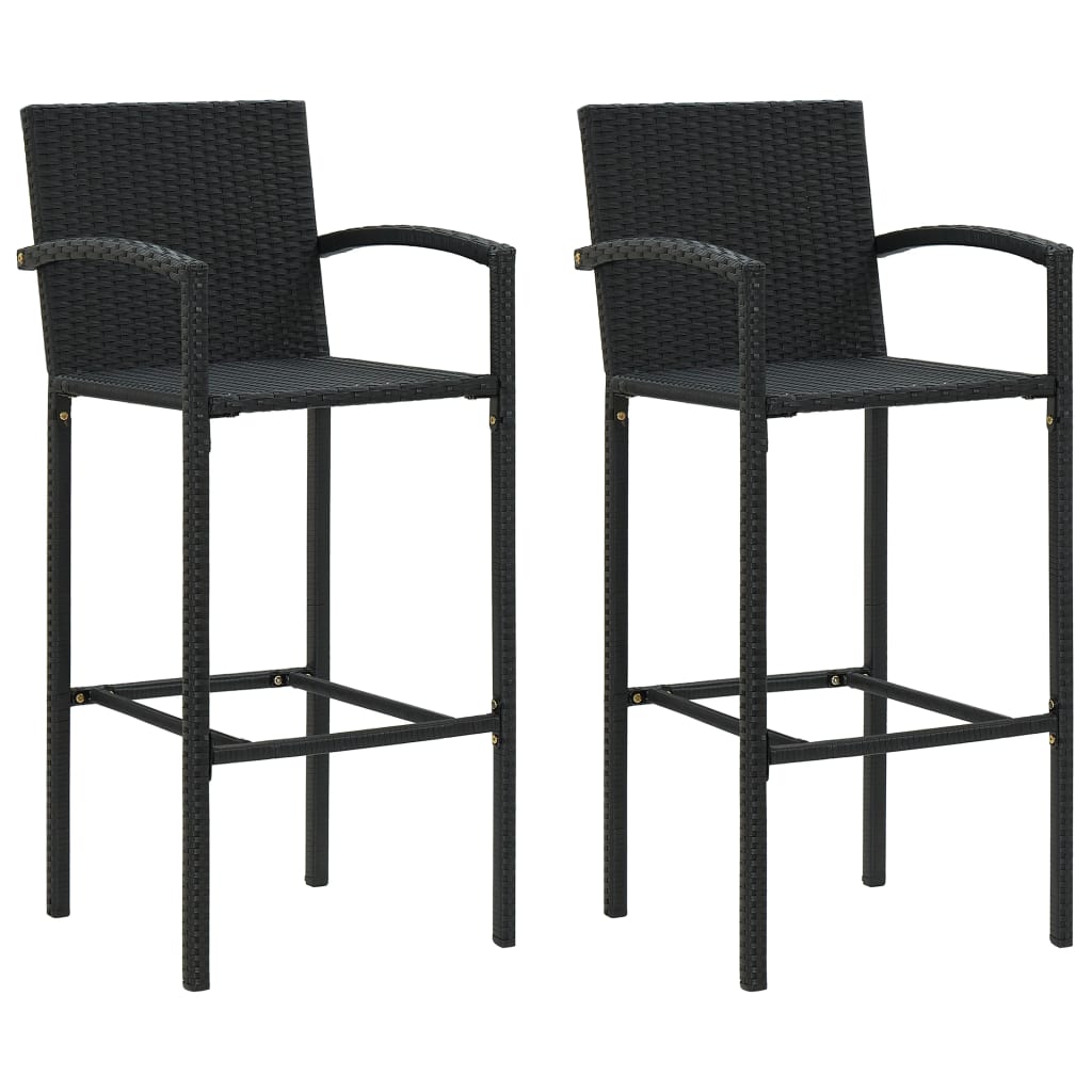 Barstoler 2 stk svart polyrotting