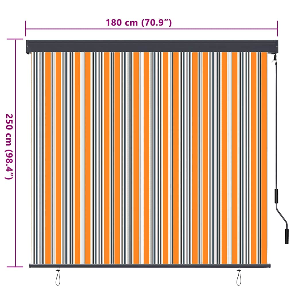 Rullegardin Gul og Blå 180 x 250 cm Stoff og Aluminium