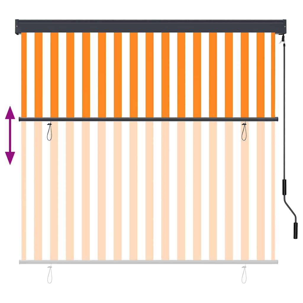 Rullegardin Hvit og Oransje 180 x 250 cm Stoff og Aluminium
