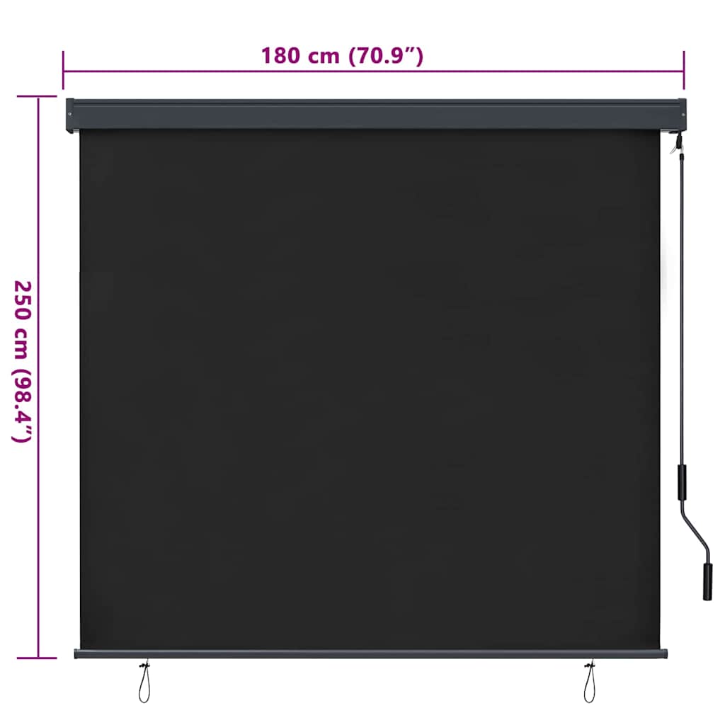 Rullegardin Antrasitt 180 x 250 cm Stoff og Aluminium