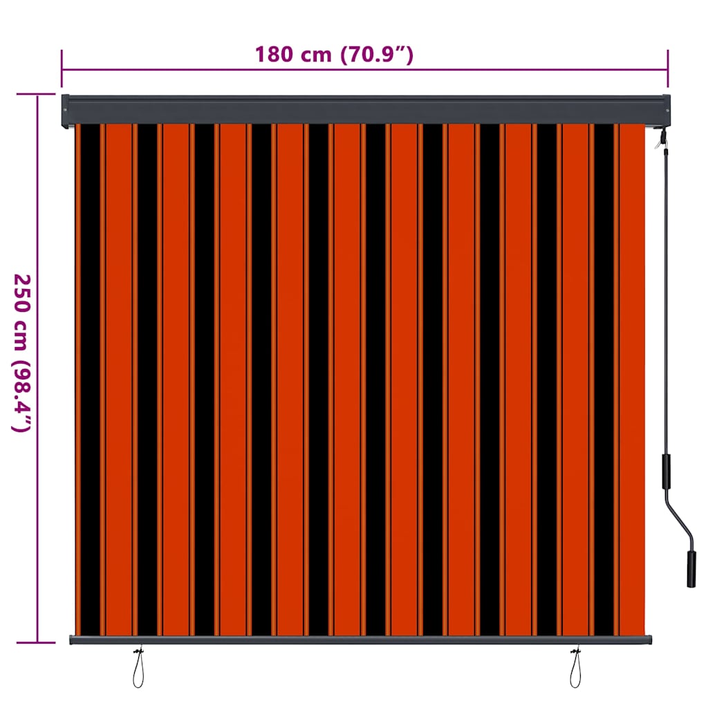 Rullegardin Oransje og Brunt 180 x 250 cm Stoff og Aluminium