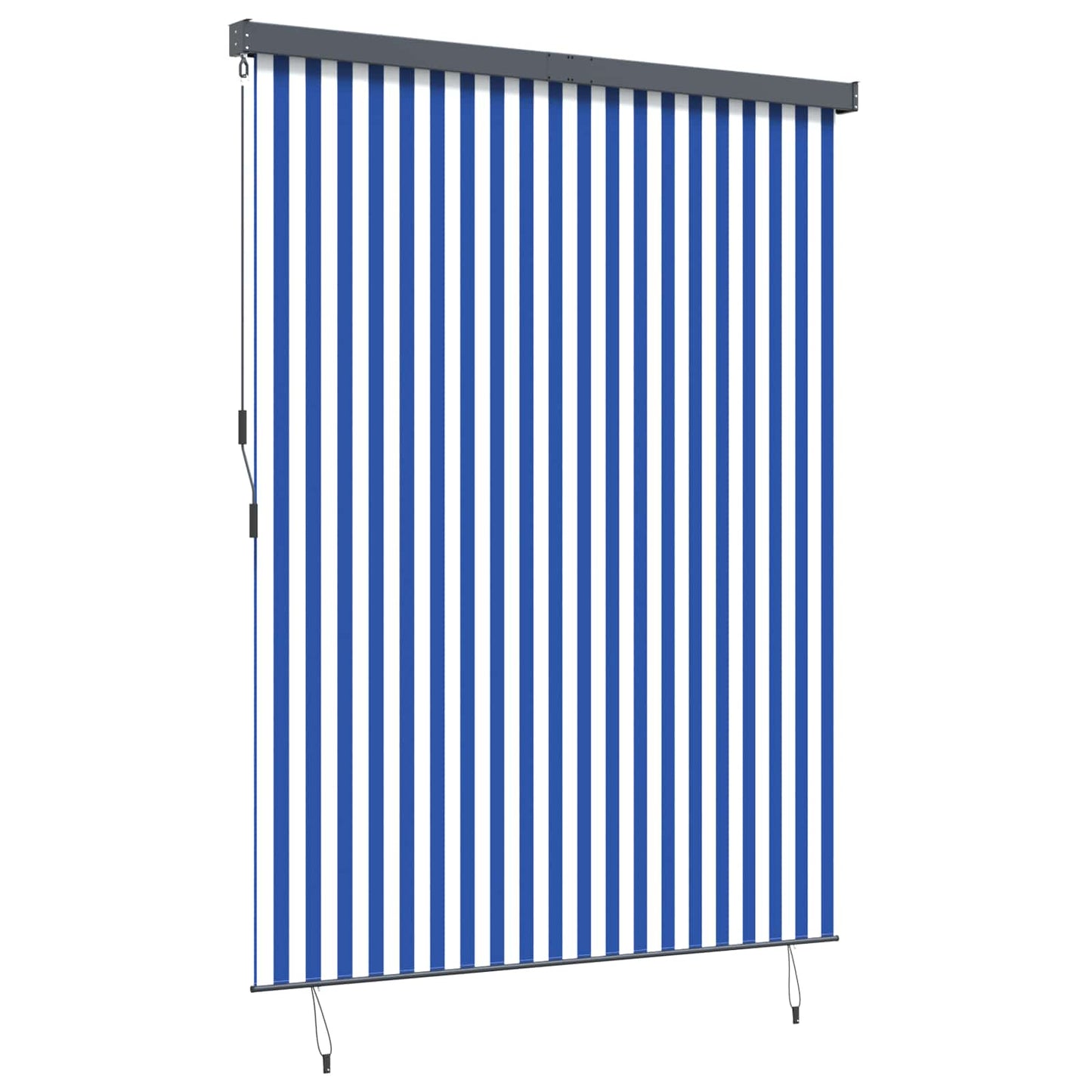 Rullegardin Blå og hvit 200 x 250 cm Stoff og Aluminium