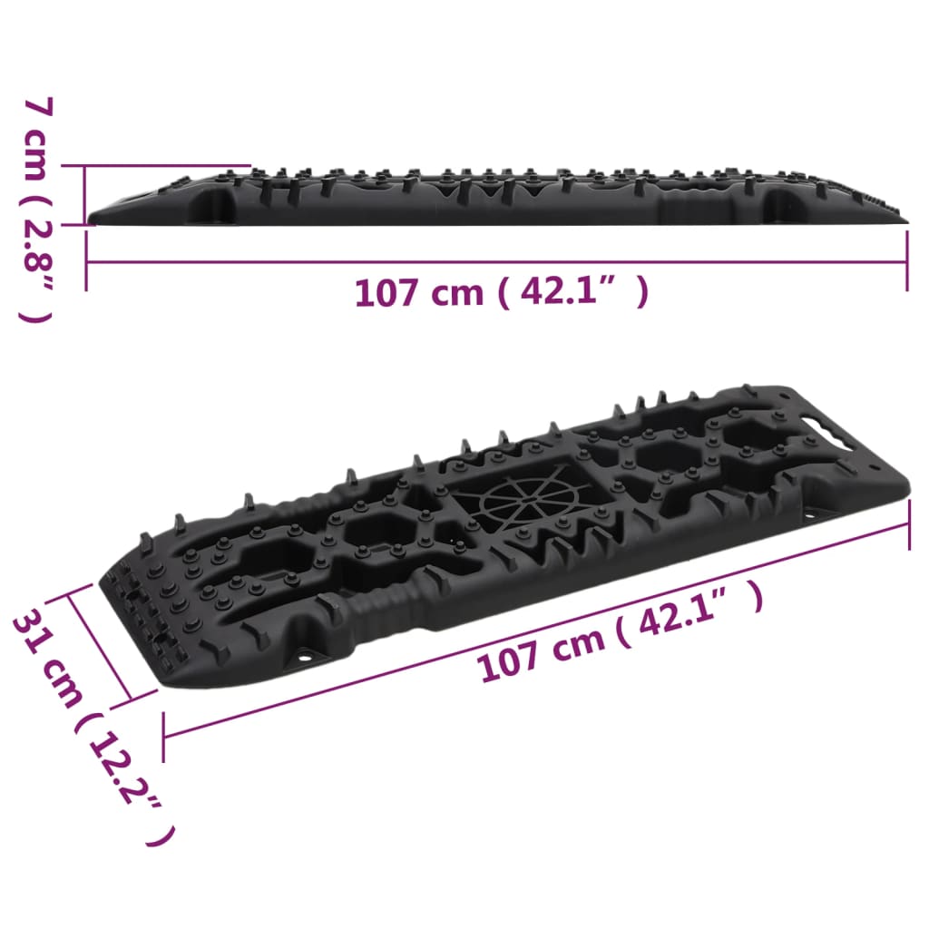 Trekkbrett 2 stk svart 107x31x7 cm nylon