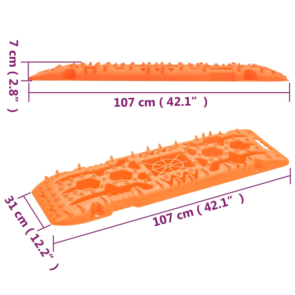 Trekkbrett 2 stk oransje 107x31x7 cm nylon