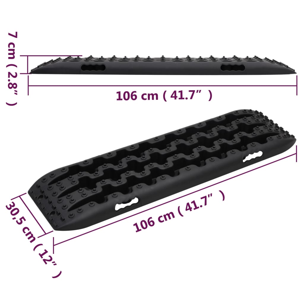 Trekkbrett 2 stk svart 106x30,5x7 cm nylon