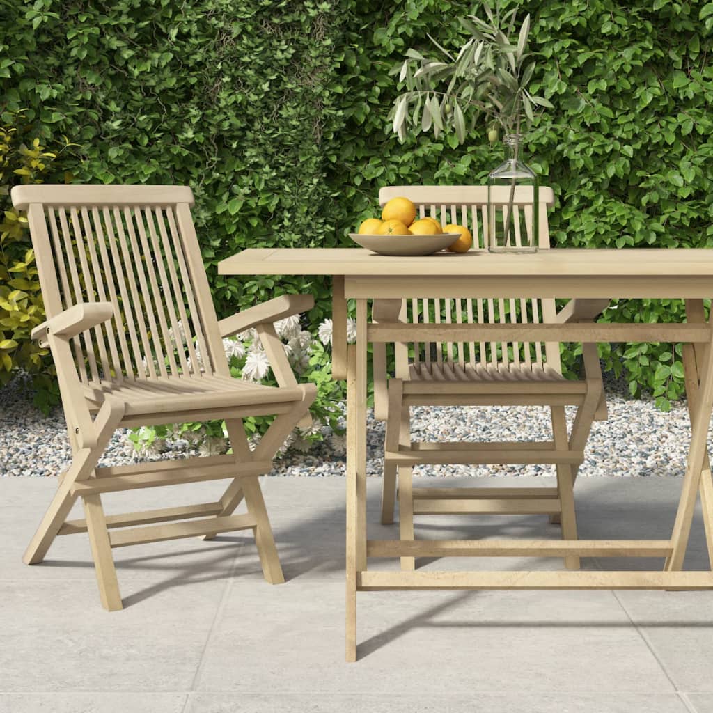 Klappstoler 2 stk grå 56x61x89 cm heltre teak