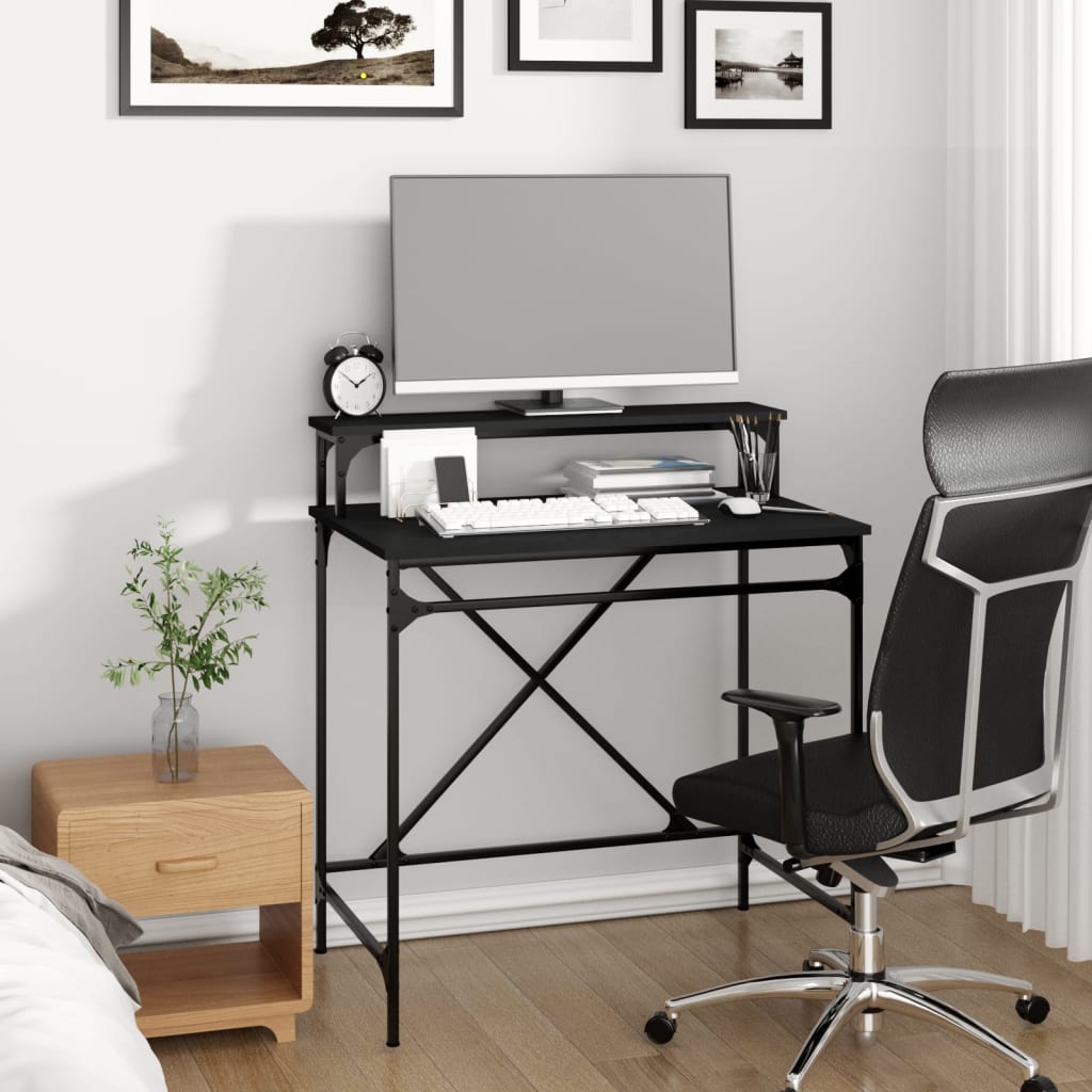 Skrivebord svart 80x50x90 cm konstruert tre og jern