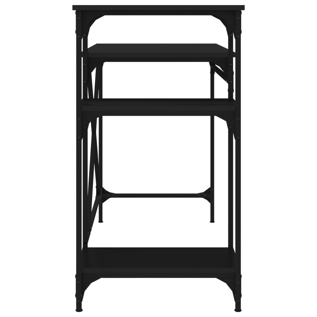 Skrivebord med hyller svart 105x50x90 cm konstruert tre og jern