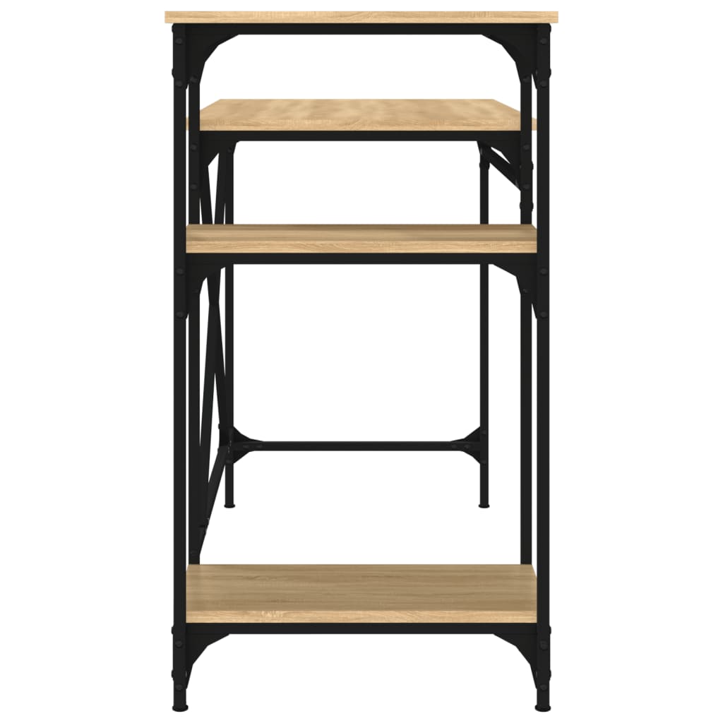 Skrivebord med hyller sonoma 105x50x90 cm konstruert tre jern vidaXL