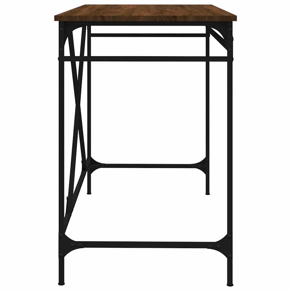 Skrivebord brun eik 100x50x75 cm konstruert tre og jern