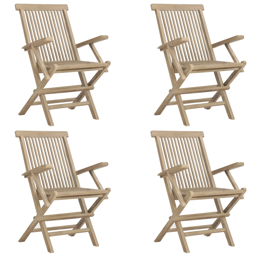 Klappstoler 4 stk grå 56x61x89 cm heltre teak